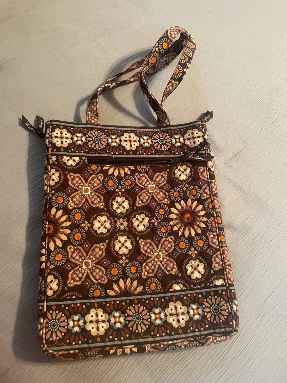 Vera Bradley Brown Floral Quilted laptop bag -very unique and rare
